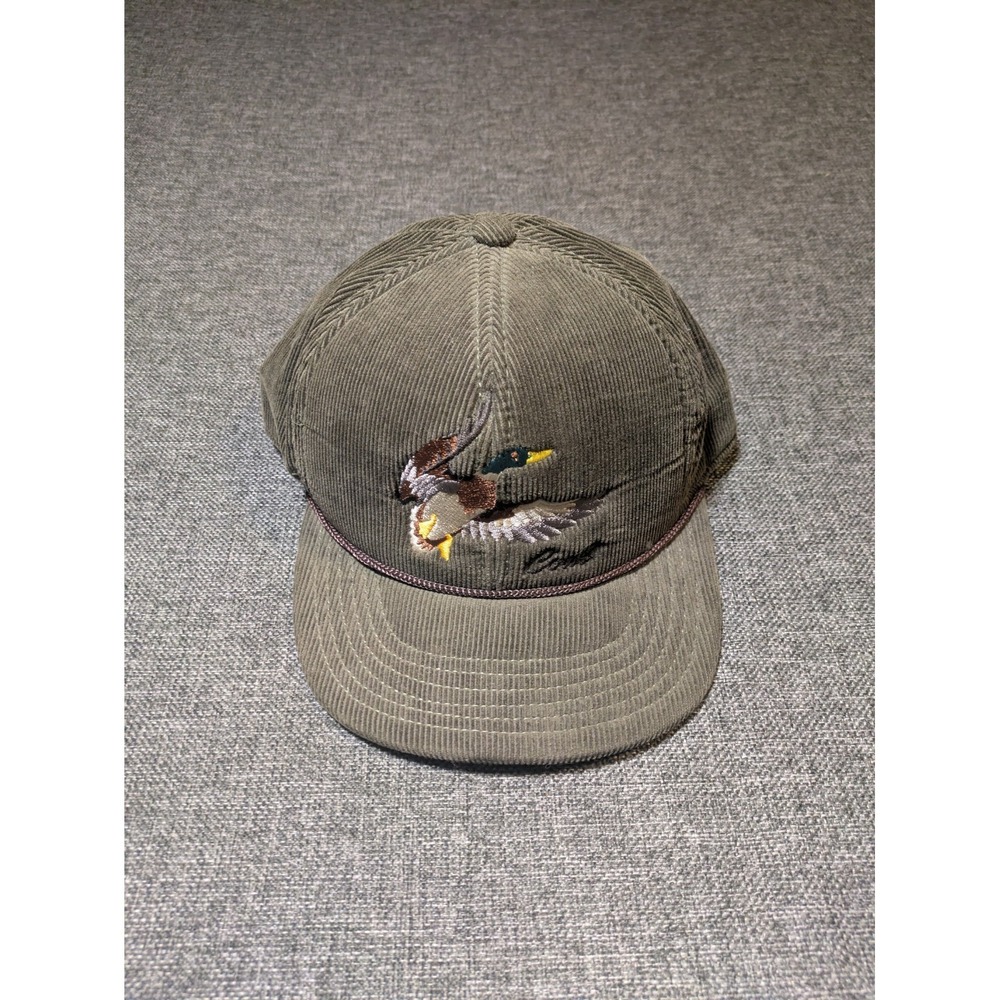 Coal Mallard Corduroy Embroidered Duck Logo Snapback Hat Vtg Trucker Cap OSFM
